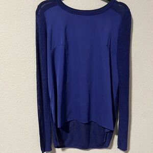 NEW H&M Women’s Sheer Sleeves and Back Top Shirt Size M Royal Purple-Blue
